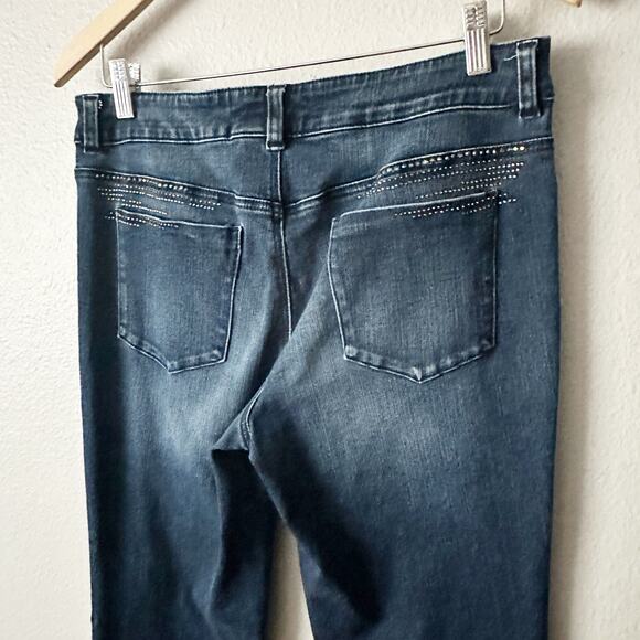 Chico’s So Slimming Size 1 Rhinestone Embellished Slim Ankle Jeans size 8 - Picture 8 of 12